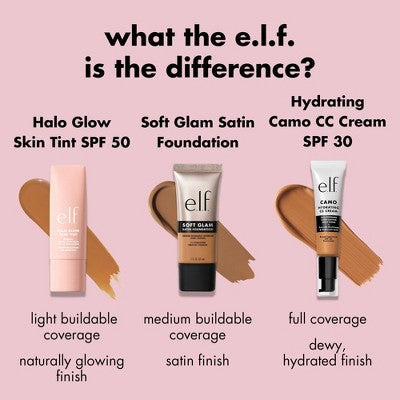 e.l.f. Halo Glow Skin Tint Foundation Mineral SPF 50 8 Medium Neutral 1 fl oz - Imperfect Box