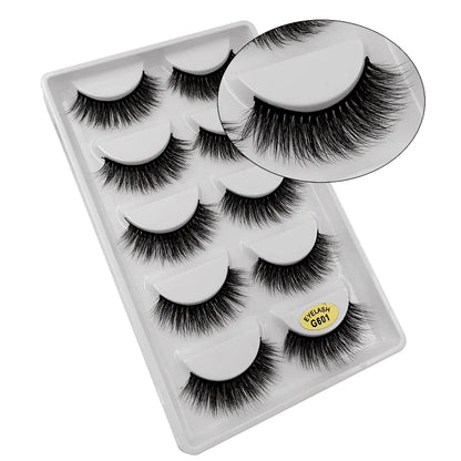 5 Pairs Multipack 3D Mink Lashes False Eyelashes Handmade Wispy Fluffy Long Lashes Natural Eye Makeup Tools Eye Lashes G806
