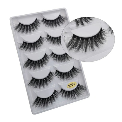 5 Pairs Multipack 3D Mink Lashes False Eyelashes Handmade Wispy Fluffy Long Lashes Natural Eye Makeup Tools Eye Lashes G806