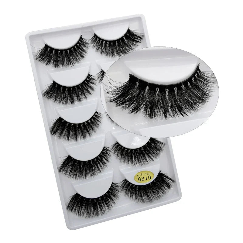 5 Pairs Multipack 3D Mink Lashes False Eyelashes Handmade Wispy Fluffy Long Lashes Natural Eye Makeup Tools Eye Lashes G806
