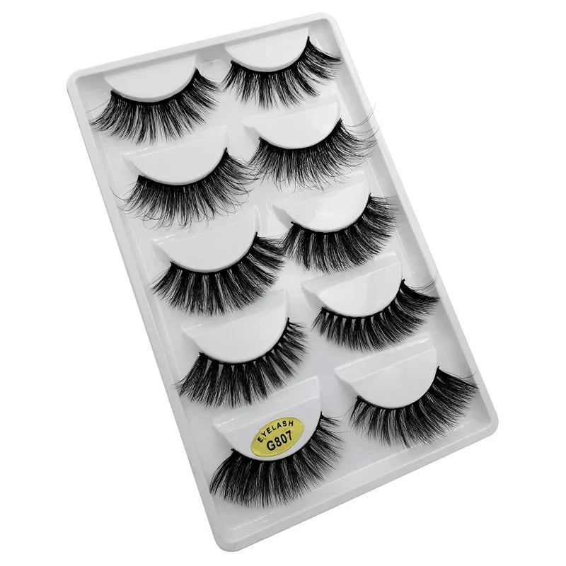 5 Pairs Multipack 3D Mink Lashes False Eyelashes Handmade Wispy Fluffy Long Lashes Natural Eye Makeup Tools Eye Lashes G806