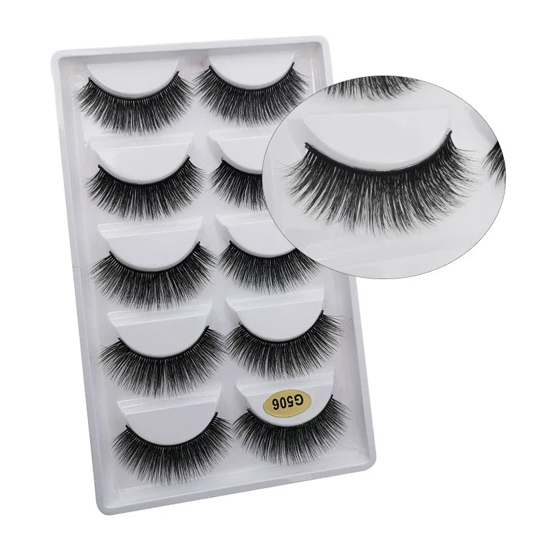 5 Pairs Multipack 3D Mink Lashes False Eyelashes Handmade Wispy Fluffy Long Lashes Natural Eye Makeup Tools Eye Lashes G806