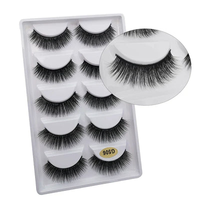 5 Pairs Multipack 3D Mink Lashes False Eyelashes Handmade Wispy Fluffy Long Lashes Natural Eye Makeup Tools Eye Lashes G806