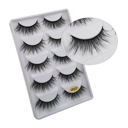 5 Pairs Multipack 3D Mink Lashes False Eyelashes Handmade Wispy Fluffy Long Lashes Natural Eye Makeup Tools Eye Lashes G806