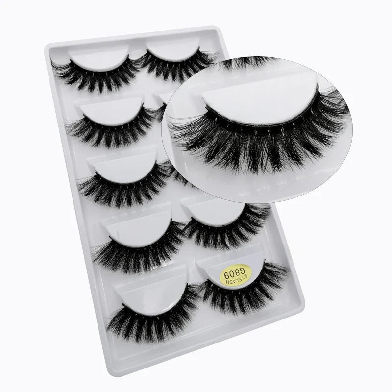 5 Pairs Multipack 3D Mink Lashes False Eyelashes Handmade Wispy Fluffy Long Lashes Natural Eye Makeup Tools Eye Lashes G806