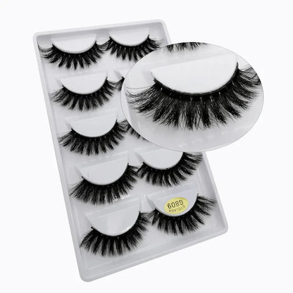 5 Pairs Multipack 3D Mink Lashes False Eyelashes Handmade Wispy Fluffy Long Lashes Natural Eye Makeup Tools Eye Lashes G806