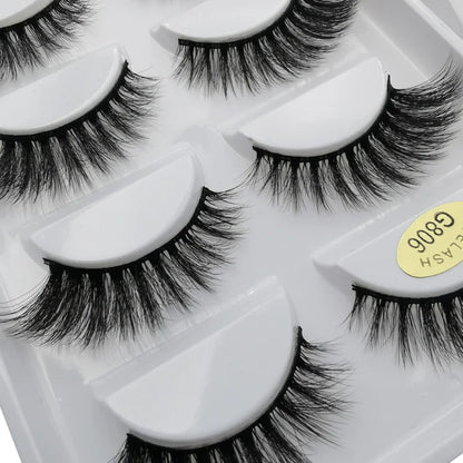 5 Pairs Multipack 3D Mink Lashes False Eyelashes Handmade Wispy Fluffy Long Lashes Natural Eye Makeup Tools Eye Lashes G806