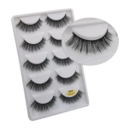 5 Pairs Multipack 3D Mink Lashes False Eyelashes Handmade Wispy Fluffy Long Lashes Natural Eye Makeup Tools Eye Lashes G806