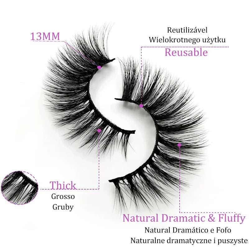 5 Pairs Multipack 3D Mink Lashes False Eyelashes Handmade Wispy Fluffy Long Lashes Natural Eye Makeup Tools Eye Lashes G806