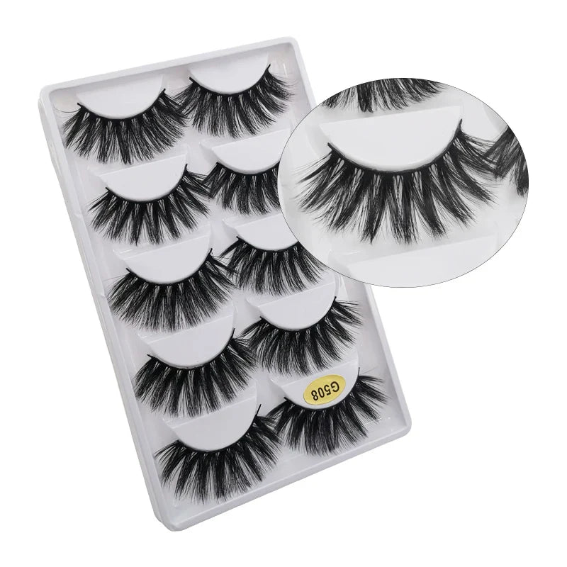5 Pairs Multipack 3D Mink Lashes False Eyelashes Handmade Wispy Fluffy Long Lashes Natural Eye Makeup Tools Eye Lashes G806