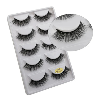 5 Pairs Multipack 3D Mink Lashes False Eyelashes Handmade Wispy Fluffy Long Lashes Natural Eye Makeup Tools Eye Lashes G806