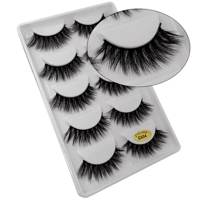5 Pairs Multipack 3D Mink Lashes False Eyelashes Handmade Wispy Fluffy Long Lashes Natural Eye Makeup Tools Eye Lashes G806