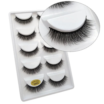 5 Pairs Multipack 3D Mink Lashes False Eyelashes Handmade Wispy Fluffy Long Lashes Natural Eye Makeup Tools Eye Lashes G806