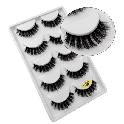 5 Pairs Multipack 3D Mink Lashes False Eyelashes Handmade Wispy Fluffy Long Lashes Natural Eye Makeup Tools Eye Lashes G806