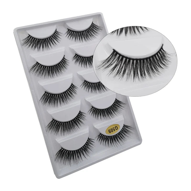 5 Pairs Multipack 3D Mink Lashes False Eyelashes Handmade Wispy Fluffy Long Lashes Natural Eye Makeup Tools Eye Lashes G806