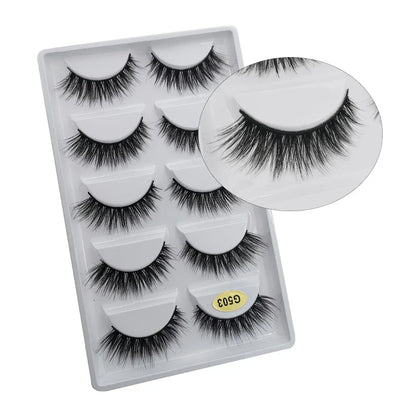 5 Pairs Multipack 3D Mink Lashes False Eyelashes Handmade Wispy Fluffy Long Lashes Natural Eye Makeup Tools Eye Lashes G806