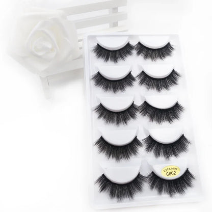 5 Pairs Multipack 3D Mink Lashes False Eyelashes Handmade Wispy Fluffy Long Lashes Natural Eye Makeup Tools Eye Lashes G806
