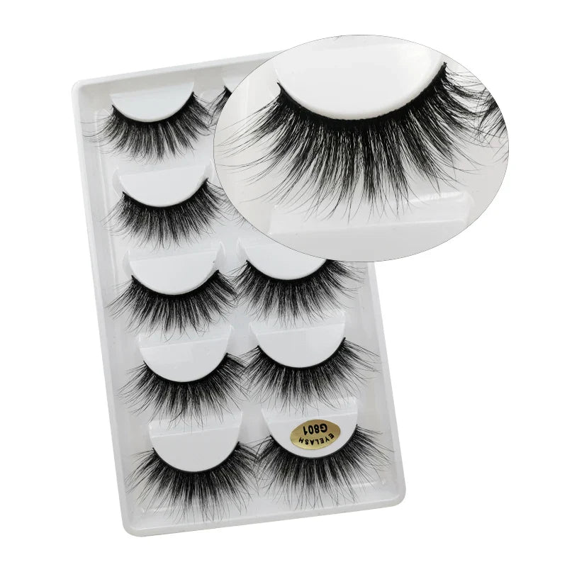 5 Pairs Multipack 3D Mink Lashes False Eyelashes Handmade Wispy Fluffy Long Lashes Natural Eye Makeup Tools Eye Lashes G806
