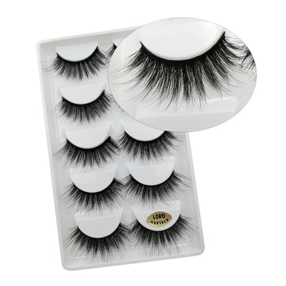 5 Pairs Multipack 3D Mink Lashes False Eyelashes Handmade Wispy Fluffy Long Lashes Natural Eye Makeup Tools Eye Lashes G806