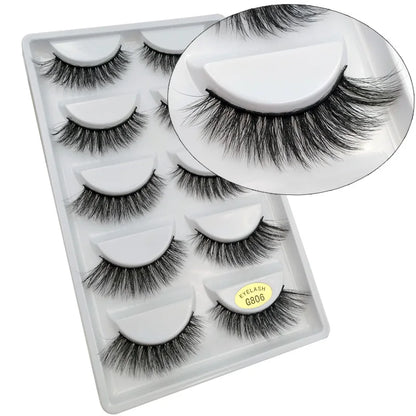 5 Pairs Multipack 3D Mink Lashes False Eyelashes Handmade Wispy Fluffy Long Lashes Natural Eye Makeup Tools Eye Lashes G806
