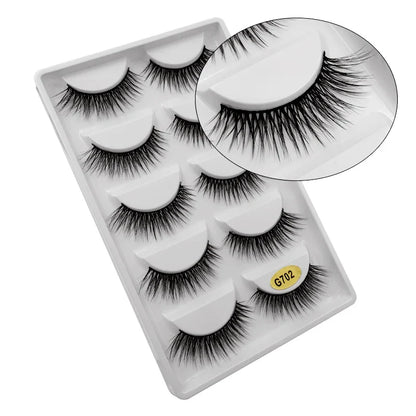 5 Pairs Multipack 3D Mink Lashes False Eyelashes Handmade Wispy Fluffy Long Lashes Natural Eye Makeup Tools Eye Lashes G806